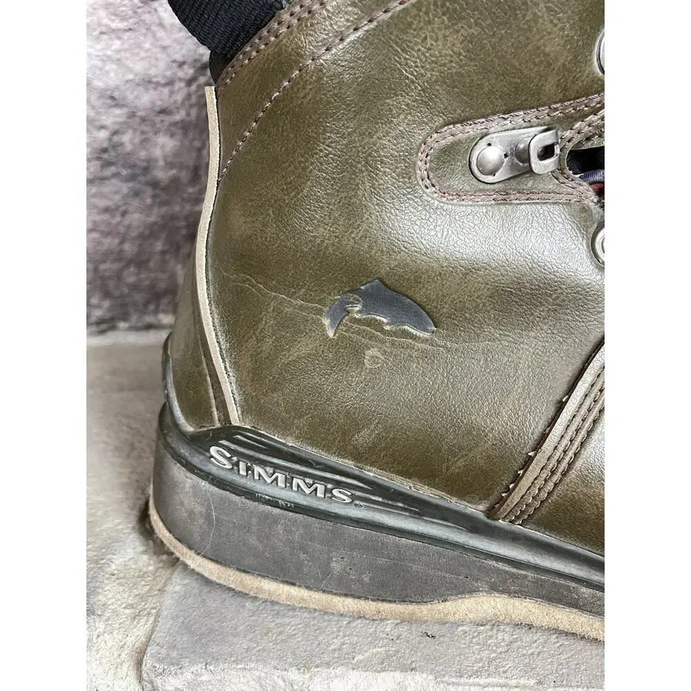 Simms Freestone Fly Fishing Boots Wading Felt Sole Men's Sz 9 Olive Leather